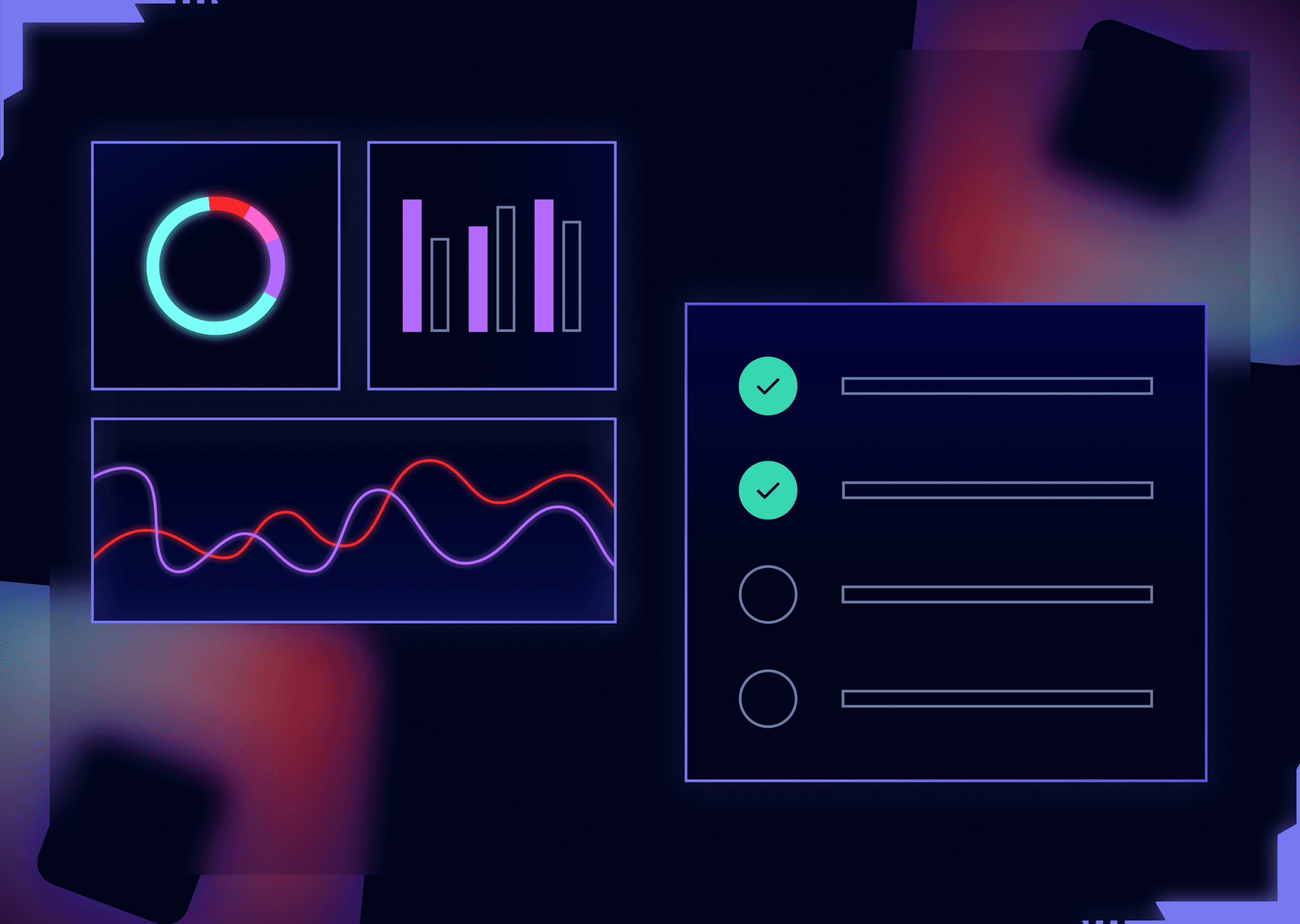 Illustration of graphs and check boxes